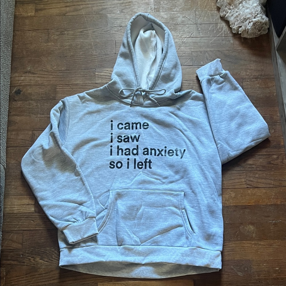 Gray Hoodie with Text Print